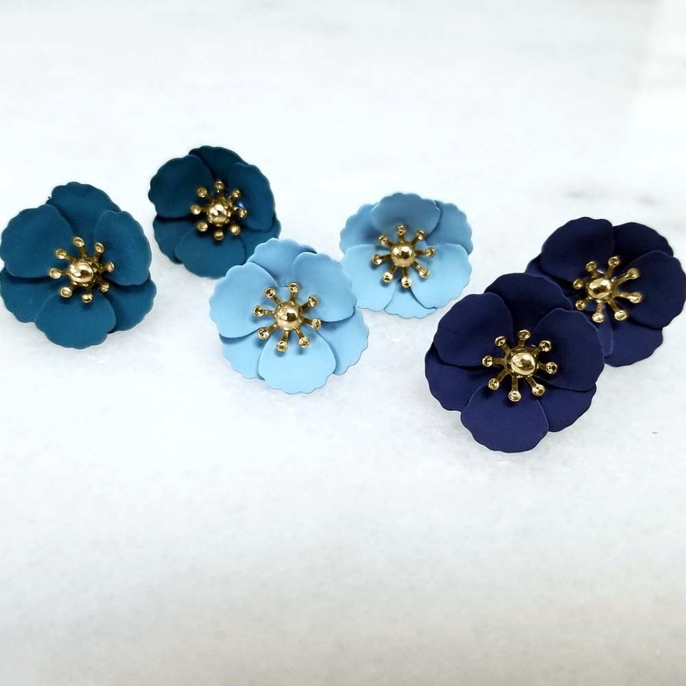 Teal Floral Studs